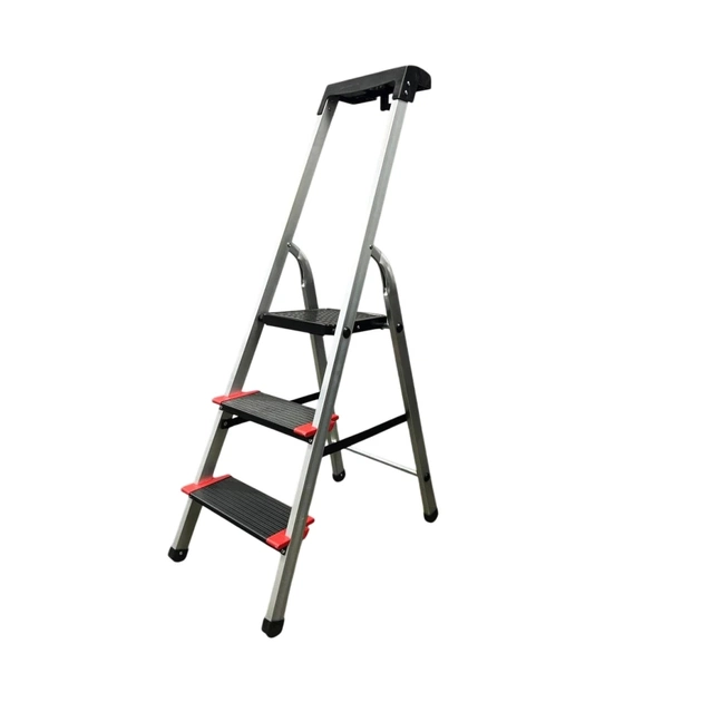 Драбина GTM cтремянка 3сх. верхя сходинка-0,63м, сходинки 13см., анодований (KMH0103BP) - picture 1