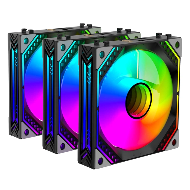 Кулер для корпуса 2E Magic Mirror ACF120MB-ARGB, 3x120мм (2E-ACF120MB-ARGB) - изображение 1