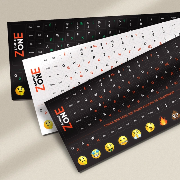Наклейка на клавіатуру SampleZone непрозора чорна, біло-помаранчевий (SZ-BK-RS) - picture 7