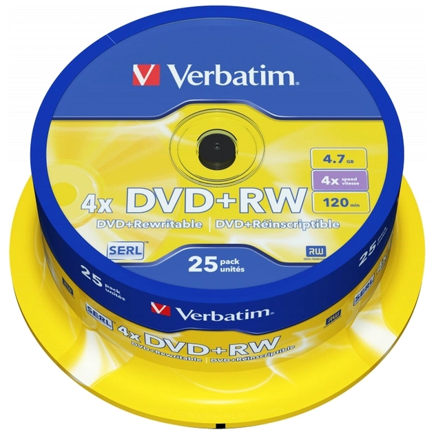 Диск DVD Verbatim 4.7Gb 4x CakeBox 25 шт silver (43489) - изображение 1