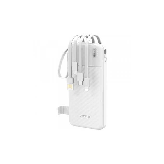Батарея універсальна Dudao 10000mAh K11 10W, USB-A, USB-C, microUSB, with USB-A/USB-C/Lightning/MicroUSB cables White (6977196681860) - зображення 1