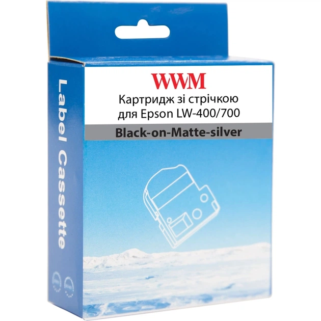 Стрічка для принтера етикеток WWM для Epson LW-400/700 6mm х 8m Black-on-Matte-silver (WWM-SM6X) - picture 2