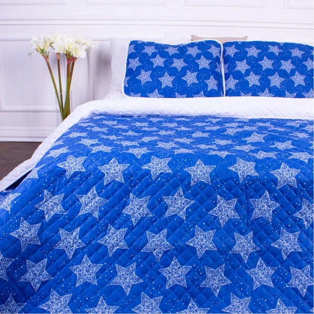 Покривало MirSon набір Print Line №7129 Blue Star 200х220 + 2 наволочки 50х70 (2200006079347) - изображение 1