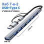 Концентратор Dynamode USB-C + UAB-A to 1xUSB 3.0 + 6xUSB 2.0 gray (DM-UH-701AC) - зменшене зображення 2