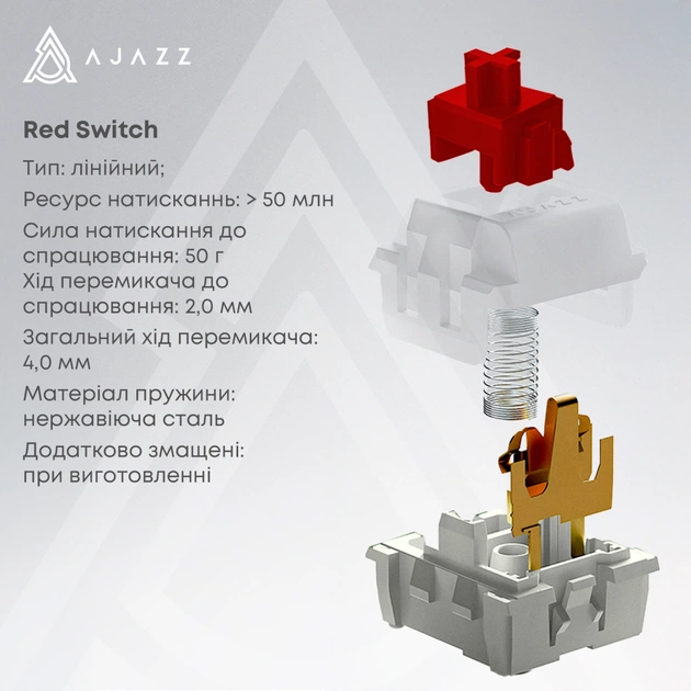 Клавіатура Ajazz NK68 Red Switch USB UA White (NK68-R-S-W) - picture 8