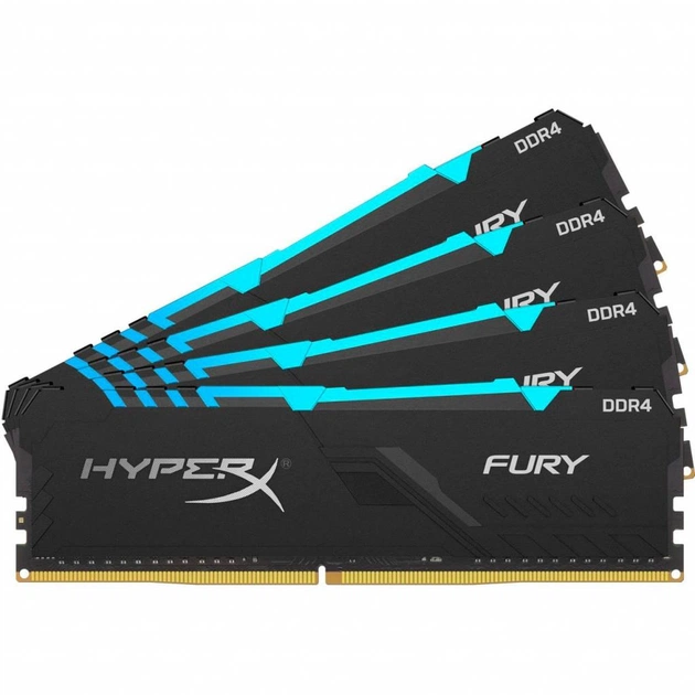 Модуль пам'яті для комп'ютера DDR4 64GB (4x16GB) 3600 MHz HyperX Fury Black Kingston Fury (ex.HyperX) (HX436C18FB4AK4/64) - изображение 1