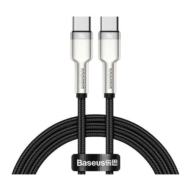 Дата кабель USB-C to USB-C 1.0m 100W metal black Baseus (CATJK-C01) - зображення 1