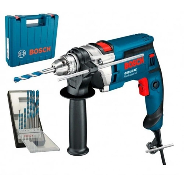 Дриль Bosch GSB16RE + кейс + набір свердл Robust Line CYL-9 (0.615.990.L2N) - изображение 1