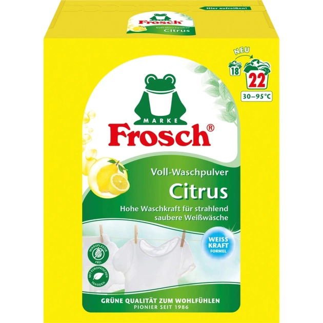 Пральний порошок Frosch Цитрус 1.45 кг (4001499960260/4001499969522) - зображення 1