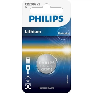 Батарейка Philips CR2016 Lithium (CR2016/01B) зображення 1