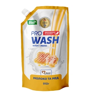 Рідке мило Pro Wash Молоко та мед дой-пак 910 г (4262396140180) зображення 1