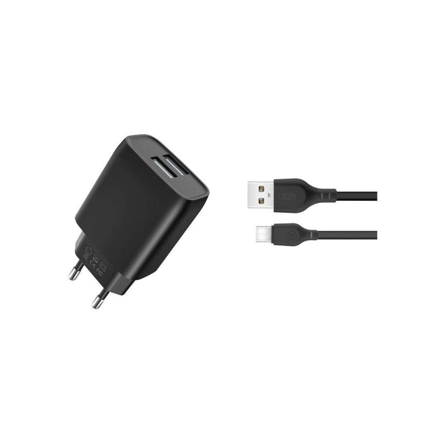 Зарядний пристрій XO L54 2xUSB 12W + cable USB to Lightning black (XO-L57-LGHT-BK) - зображення 1