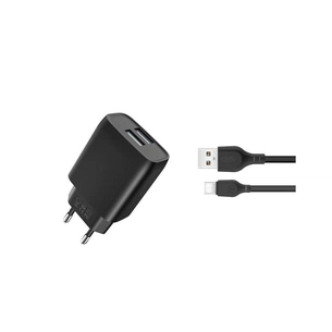 Зарядний пристрій XO L54 2xUSB 12W + cable USB to Lightning black (XO-L57-LGHT-BK) зображення 1