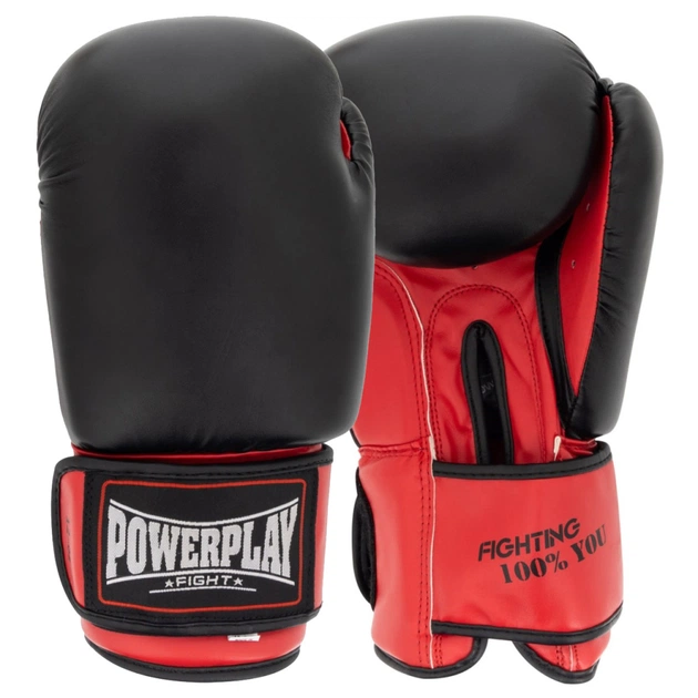Боксерські рукавички PowerPlay 3004 Classic Чорно-Червоні 14 унцій (PP_3004_14oz_Bl/Red) - picture 1