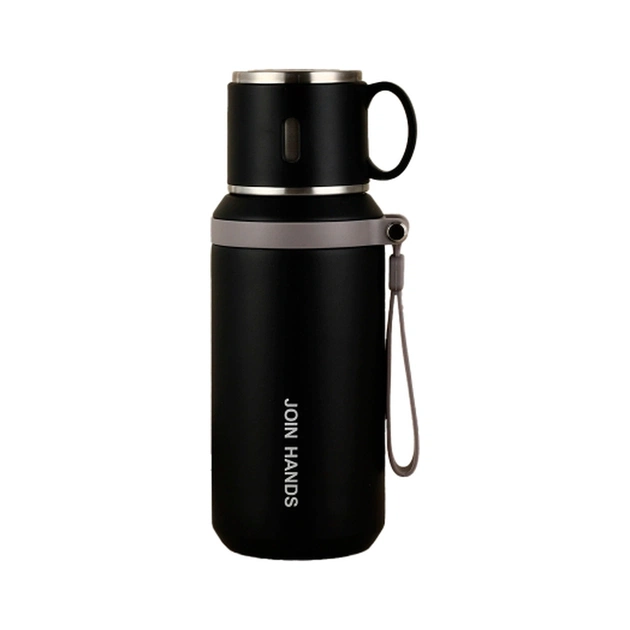 Термос Merlion з чашкою 0,6 л, чорний (TermTea-600/Black) - изображение 1