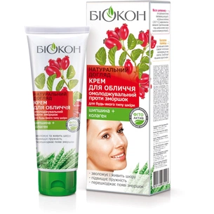 Крем для обличчя Біокон Натуральний догляд Омолоджувальний проти зморшок Шипшина + колаген 75 мл (4820160035553) зображення 1