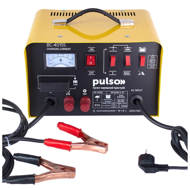 Пуско зарядное устройство PULSO Pusko-zaryadnyy prystriy PULSO BC-40155 12&24V/45A/Start-100A/20-300AHR/stri (BC-40155) - изображение 1