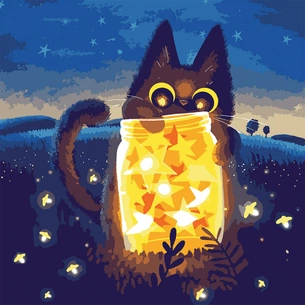 Картина по номерам Santi Кошеня з зірками 40*40см LED (955427) изображение 1