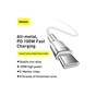 Дата кабель USB-C to USB-C 2.0m Cafule Metal PD 100W white Baseus (CATJK-D02) - зменшене зображення 8