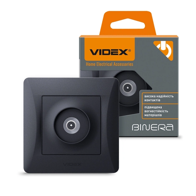 ТВ розетка Videx BINERA TV одинарна телевізійна чорні (VF-BNSK1TVME-BG) - зображення 4
