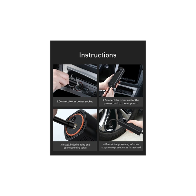 Автомобільний компресор Baseus Super Mini Inflator Pump Black (CRCQ000001) - picture 9