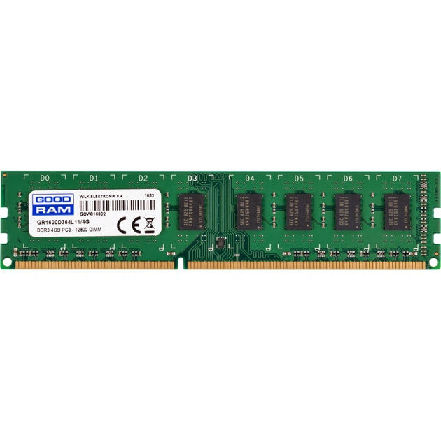 Модуль пам'яті для комп'ютера DDR3 4GB 1600 MHz Goodram (GR1600D364L11/4G) - изображение 1