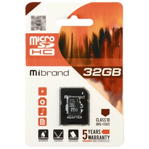 Карта пам'яті Mibrand 32GB microSD class 10 UHS-I U3 (MICDHU3/32GB-A) зображення 1