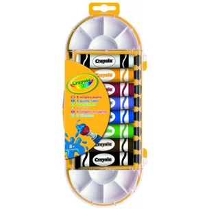 Темперні фарби Crayola 8 фарб у тюбику з пензликом для малювання (7407) зображення 1
