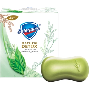 Тверде мило Safeguard Natural Detox З екстрактом чайного дерева 3 x 110 г (8001841825342) зображення 1