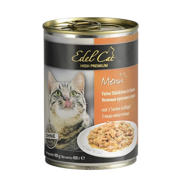 Консерви для котів Edel Cat три види м'яса в соусі 400 г (4003024173046) - изображение 1