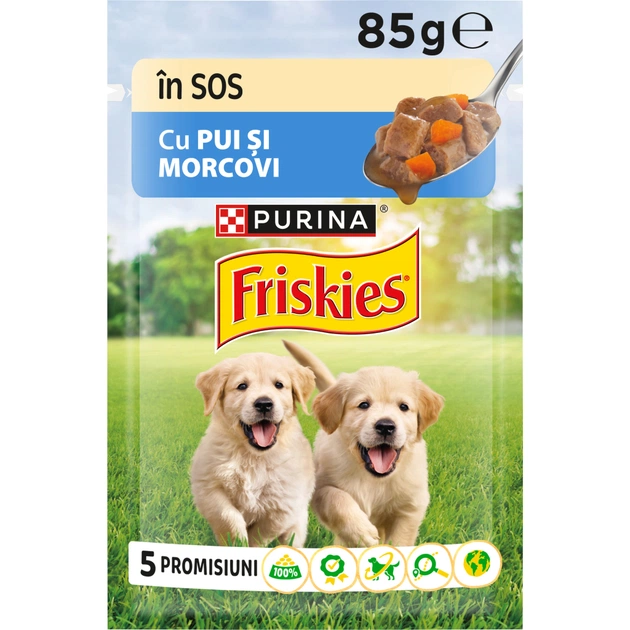 Влажный корм для собак Purina Friskies Junior с курицей и морковью в соусе 85 г (8445290751096) - изображение 1