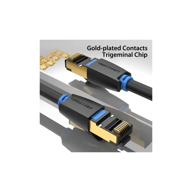 Патч-корд 10м, S/FTP cat 8 RJ-45 black Vention (IKABL) - picture 5