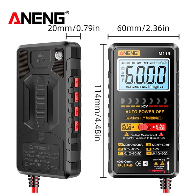Цифровий мультиметр ANENG M119, V, A, R, C, T, F, функція hFE (M119) - picture 5