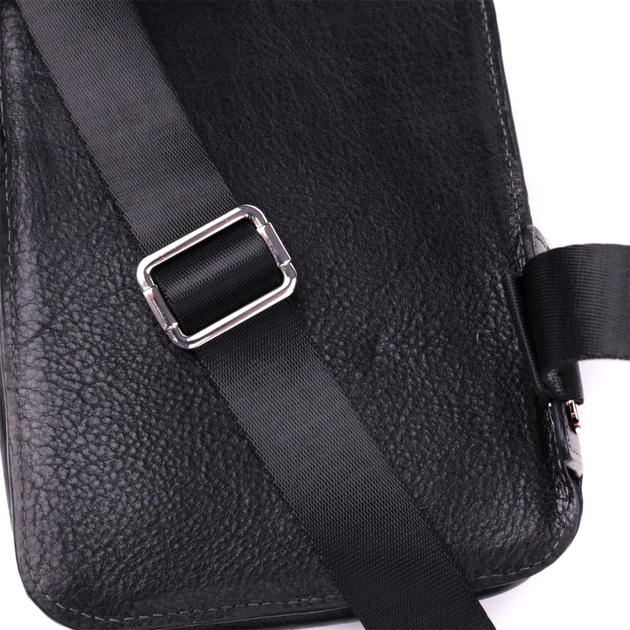 Сумка Grande Pelle Бананка з зернистої натуральної шкіри Чорна (22879) - зображення 7