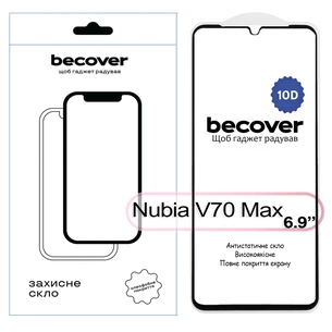 Скло захисне BeCover Nubia V70 Max 10D Black (713557) зображення 1
