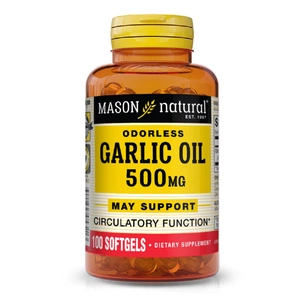 Травы Mason Natural Чесночное масло 500 мг, Garlic Oil, 100 гелевых капсул (MAV05321) изображение 1
