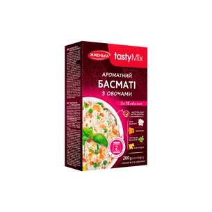 Крупа Жменька Рис Басматі з овочами в пакетиках для варіння 100 гх2 шт (4820152182470) зображення 1