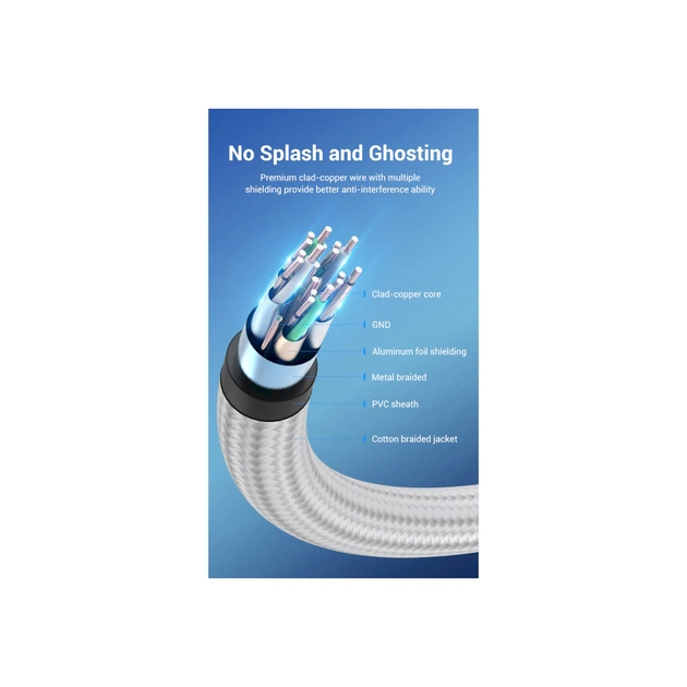 Кабель мультимедійний HDMI M to HDMI M 10.0m V2.0 4K60Hz silver Vention (AABIL) - зображення 5