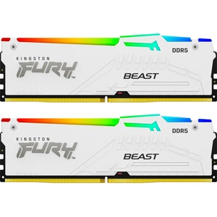 Модуль пам'яті для комп'ютера DDR5 64GB (2x32GB) 5200 MHz FURY Beast White RGB Kingston Fury (ex.HyperX) (KF552C40BWAK2-64) зображення 1