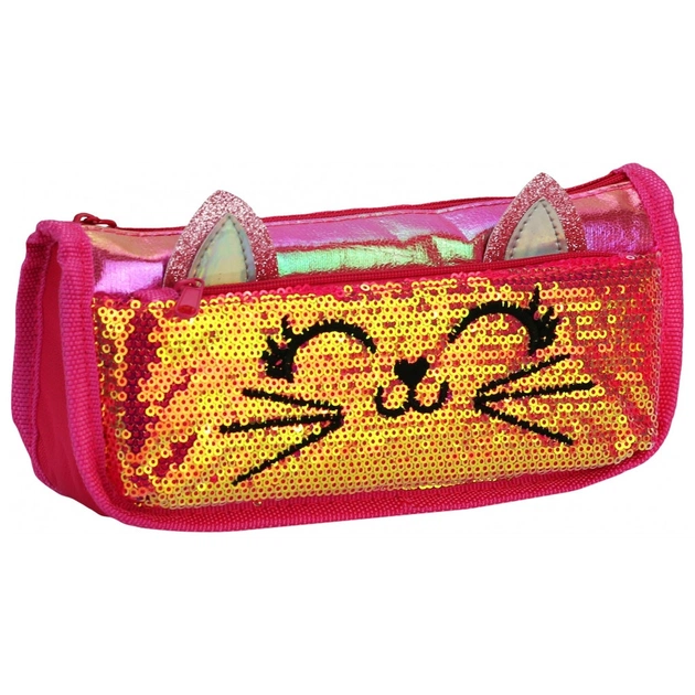 Пенал Cool For School 2 отделения с блестками Красно-розовый (CF6706-rose) - изображение 1