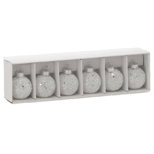 Ялинкова іграшка Chomik скляні кульки 6 шт, 4 см, білі з паєтками (5900779882164) изображение 1