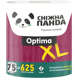 Паперові рушники Сніжна Панда Optima XL 2 шари 1 рулон (4820183972590) зображення 1