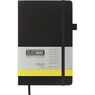 Книга записная Buromax Primo 125x195 мм 96 листов в клетку обложка из искусственной кожи Черная (BM.291161-01) изображение 1