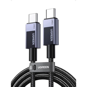Дата кабель USB-C to USB-C 2.0m PD3.1 240W 480Mbps braided black Ugreen (75732) зображення 1