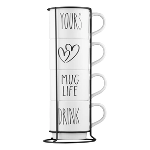 Набір чашок Ardesto 320мл, 4шт, кераміка, метал, білий (AR3095S) picture 1