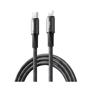 Дата кабель USB-C to Lightning 1.2m 30W aluminum alloy braided black Remax (6954851247715) зображення 1