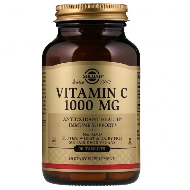 Витамин Solgar Витамин С, Vitamin C, 1000 мг, 90 таблеток (SOL-03275) - изображение 1