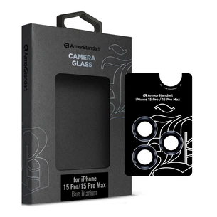 Скло захисне Armorstandart Camera glass Supreme Black Icon iPhone 15 Pro/15 Pro Max Blue Titanium (ARM76594) зображення 1