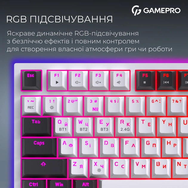 Клавиатура беспроводная GamePro Asgard Valhalla QLAB Sakura Switch White With Display (MK160-W-D-QS-PRO) - изображение 12