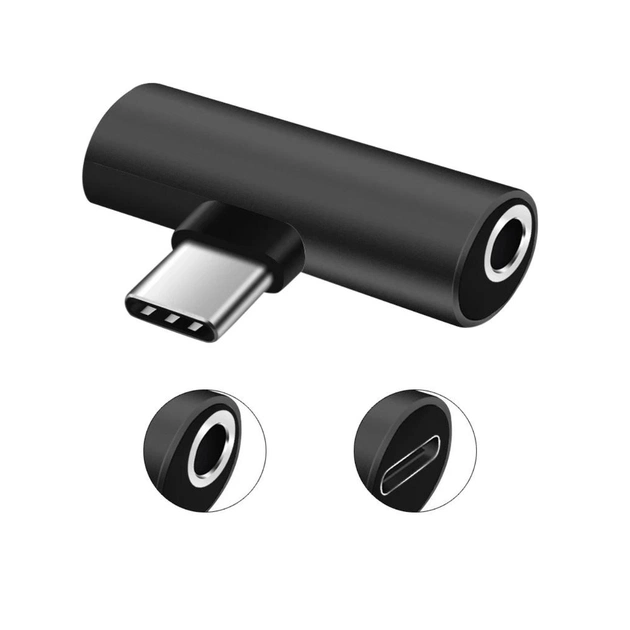 Переходник USB-C M to USB-C F + 3.5mm F black XoKo (AC-205-BK) - изображение 1